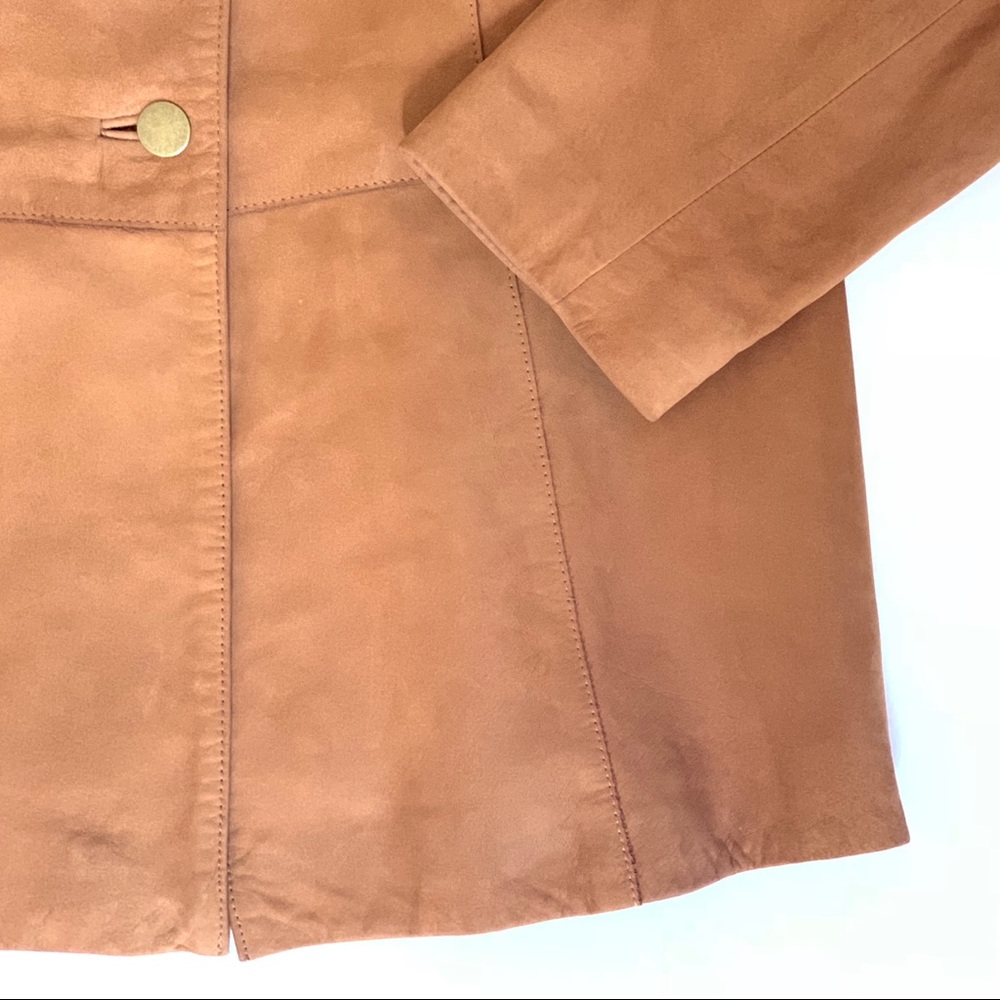 Talbots Suede Leather Jacket Brown Equestrian - image 3